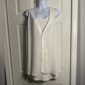 VIVIENNE TAM Dress Cream Vintage Tank Dress With Overlay. Size 2 (small)